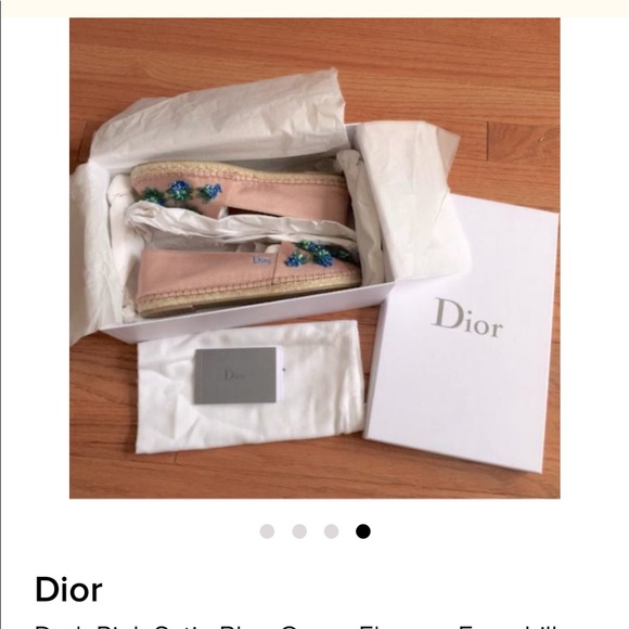 Dark Pink Satin Blue Green Flowers Espadrilles - Picture 3 of 4